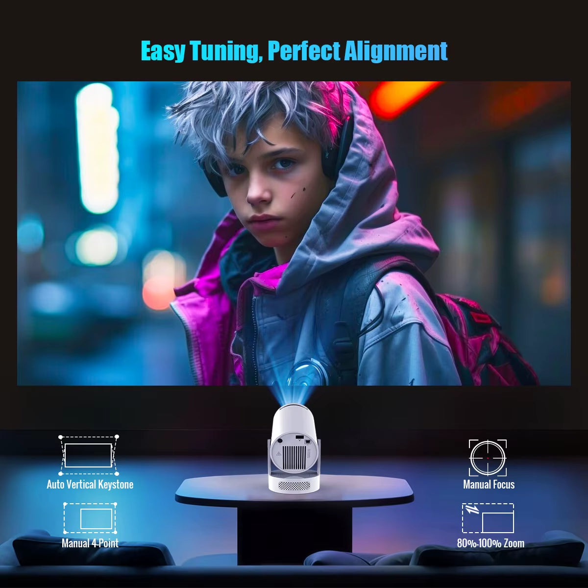 18/10/25Projector Android 11 4K 1280*720P HY300 Pro + Dual Wifi 290ANSI 180°Flexible BT5.0 Cinema Outdoor Portable Projector